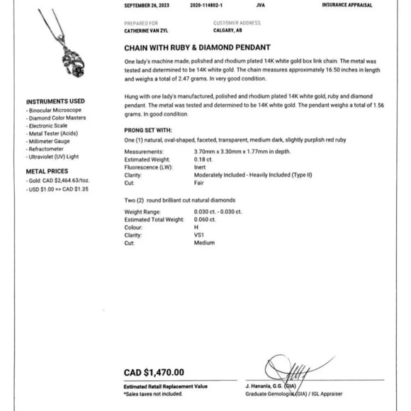 ⭐️HOST PICK⭐️ | 14K White Gold Ruby & Diamond Pendant - Picture 4 of 4